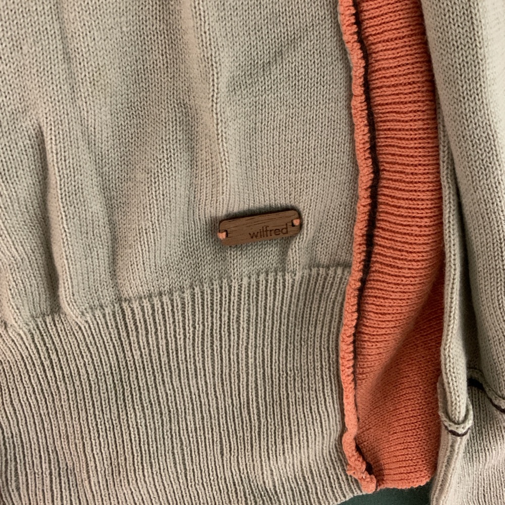🍀5 for $25🍀 Wilfred Orange and Beige V-Neck Cardigan - Picture 3 of 8